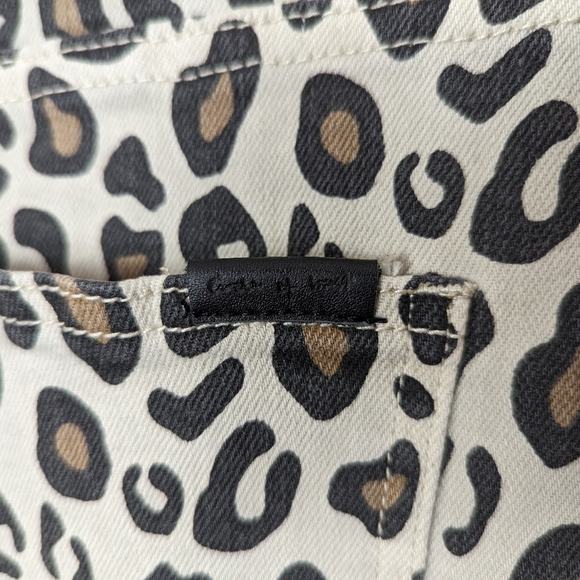 Circle of Trust Leopard Print Mini Skirt Raw Hem Stretchy Brown Tan Cheetah - Picture 13 of 14